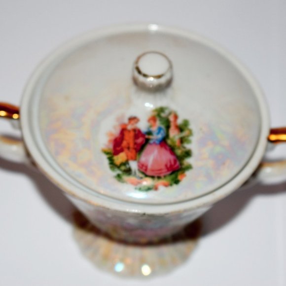 Vintage Porcelain Ceramic Sugar Bowl With Lid 22Kt Limoges Style - Picture 2 of 3